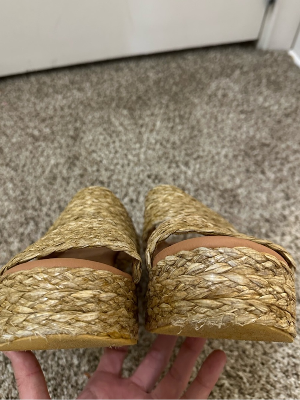 Matisse Beach Cognac Ocean Ave Braided Raffia Platform Sandals - Picture 5 of 7